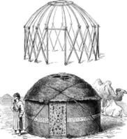 Tent turkoman, vintage engraving. photo