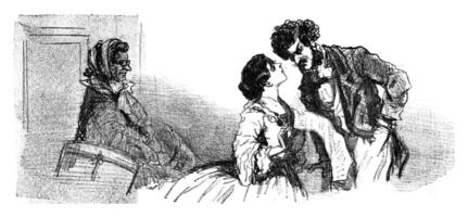 In 1857, the men also on feathers, but another manuere, vintage engraving. photo