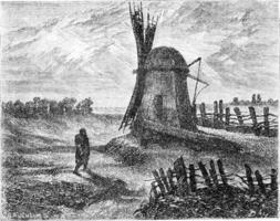 A mill near Dorpat, vintage engraving. photo