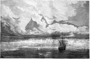 Glacier needle and wetting of the corvette, vintage engraving. photo