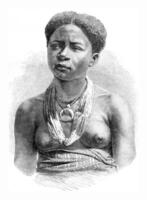 Akera, girl from Gabon, vintage engraving. photo