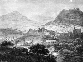 View of Pontypool, vintage engraving. photo