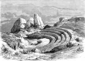 Ruins of Italica, near Seville, vintage engraving. photo