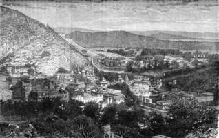 The Amber Valley, view from the Diwan Khana, vintage engraving. photo