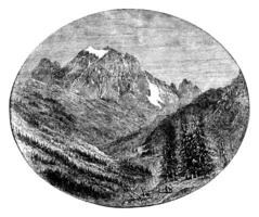 Mount Pelvoux given the Bessee, vintage engraving. photo