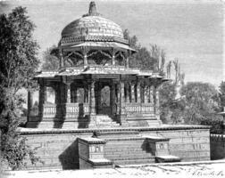 Cenotaph of Sangram Singh, Udaipur, vintage egraving. photo