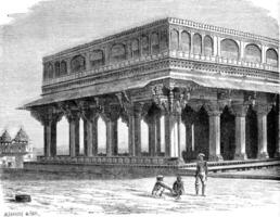 The Diwan Khana, Assembly Hall, the Amber Palace, vintage engraving. photo