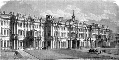 The Winter Palace in Saint Petersburg, vintage engraving. photo