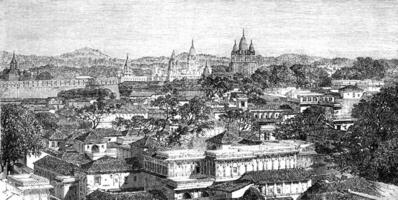 Overview of Duttiah, vintage engraving. photo