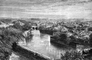 Overview of Bharatpur, vintage engraving. photo