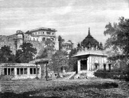 The suburb of Catti Ghati, vintage engraving. photo