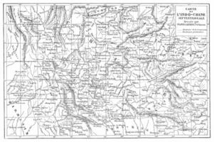 mapa de Indochina, Clásico grabado. foto