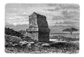 Tomb of King Hiram II of Tyre, in Lebanon, vintage engraving photo