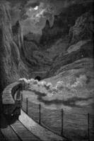 The Gargantas grooves of Pancorbo tunnel, vintage engraving. photo