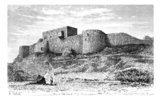 Tebnine Castle in Abel Mountain, Lebanon, vintage engraving photo