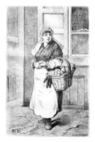 Egg Merchants, vintage engraving photo