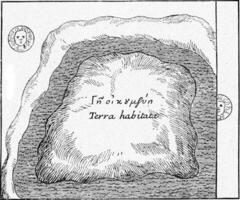 Trace of the mountain generating the earth, vintage engraving. photo