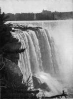 The fall of Niagara in North America, vintage engraving. photo