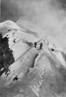 Formation of snow dunes in the Alps, vintage engraving. photo