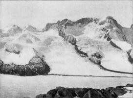 The Breithorn Glacier seen from the Gornergrat, vintage engraving. photo