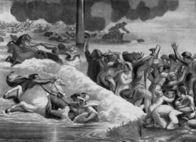 The Egyptians continue the Nights perish in the Red Sea, vintage engraving. photo