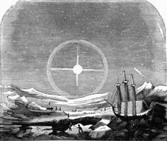 Halo observed in a polar region, vintage engraving. photo