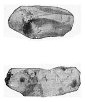 Flint burst under rotary pressure, Flint burst by pressure in the moraine, vintage engraving. photo