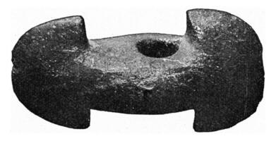 martillo Roca hacha con un agujero perforado para el manejar, Clásico grabado. foto