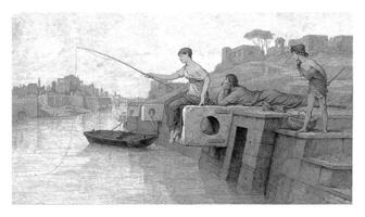 Fisherman vintage sketch photo