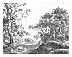 Hilly Landscape vintage sketch photo