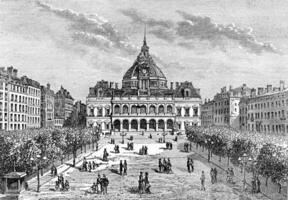 The city hall of Saint-Etienne, vintage engraving. photo