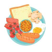 full english breakfast illustration vector