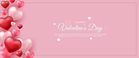 celebration of happy valentines day banner design concept with copy space background vector