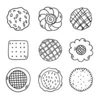 Set of hand drawn cookies isolated on white. vector