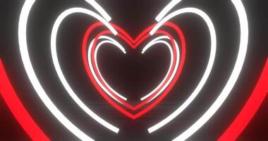 3D animation of red and white loves with animation moves forward, motion background, 3d render video