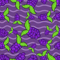 Grape Fruit Seamless Pattern in Cartoon Style. Perfect For Background, Backdrop, Wallpaper and Cover Packaging. Ve vector