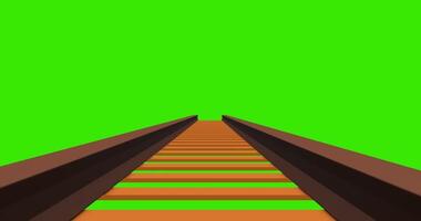 3D green screen animation video of railroad, moving forward animation, 3d render