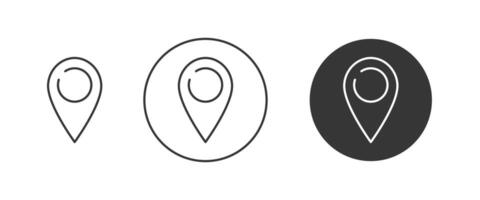 Location pin outline icon set. Editable stroke. Vector symbol in trendy flat style, isolated white background. For design, navigation map, gps, search concept.
