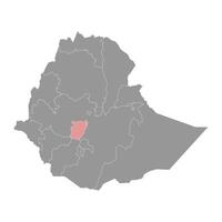 central Etiopía regional estado mapa, administrativo división de Etiopía. vector ilustración.