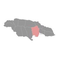 Santo Catalina parroquia mapa, administrativo división de Jamaica. vector ilustración.