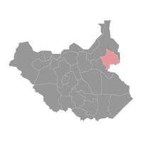 latjoor estado mapa, administrativo división de sur Sudán. vector ilustración.
