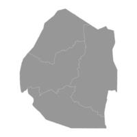 Eswatini map with administrative divisions. Vector illustration.