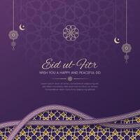 Eid al Fitr Mubarak Islamic decorative social media post template vector