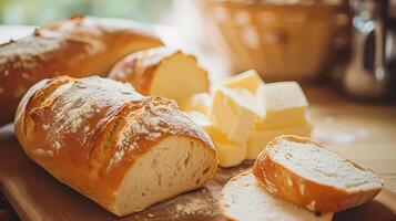 AI generated Bread and butter, homemade baking and traditional food, country life photo