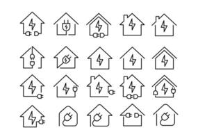 casa eléctrico hogar icono conjunto logo línea diseño vector