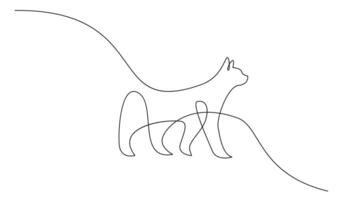 Continuous line drawing of cat on white background. vector