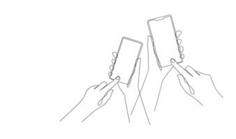 Hand holding phone continues illustration design vector