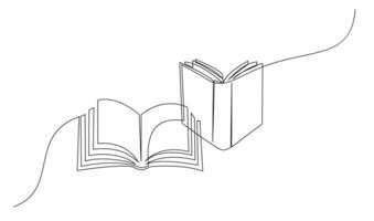 Continuous line art drawing of book illustration vector