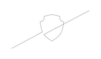 Shield continuous line art. Guard drawing sign. Protect linear symbol vector