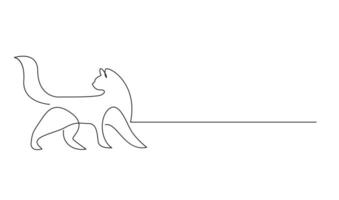 Continuous line drawing of cat on white background. vector